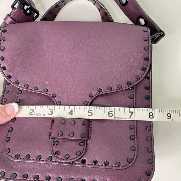 Rebecca Minkoff Midnighter Large Leather Messenger Bag in Eggplant and Black - Picture 7 of 12
